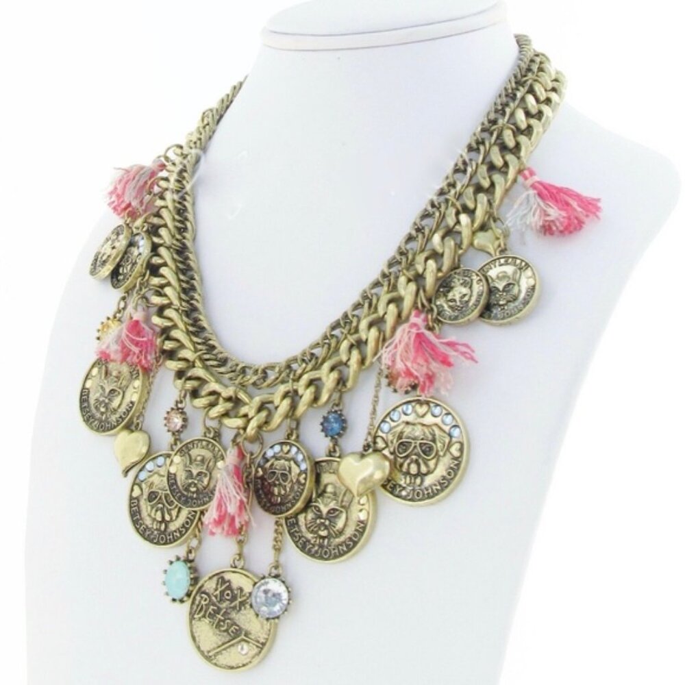 Betsey Johnson Pet Shop Cameo Critters Coin Charm Necklace NWT